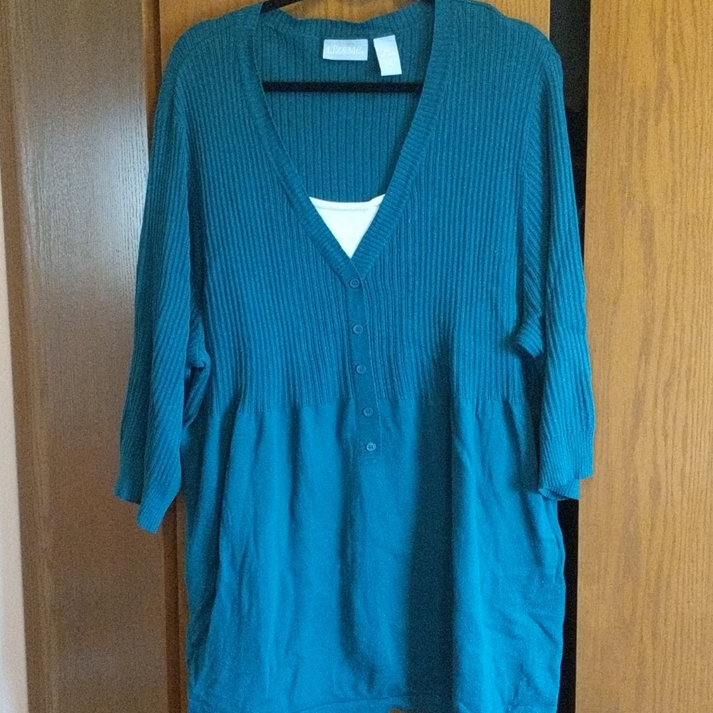 Teal 3/4 sleeve sweater